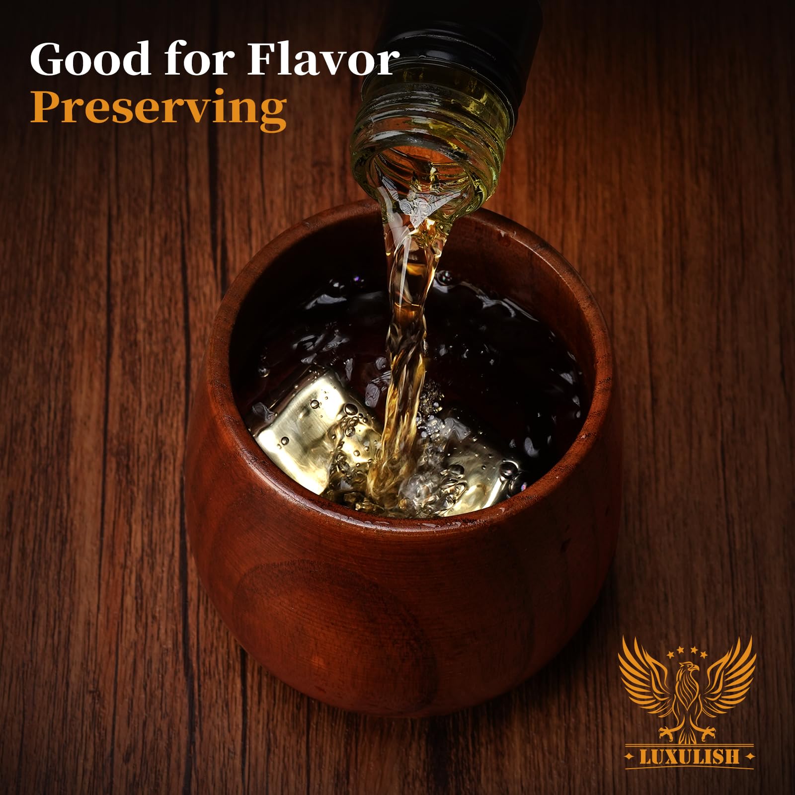 LUXULISH stainless steel ice cubes chill drinks without dilution.