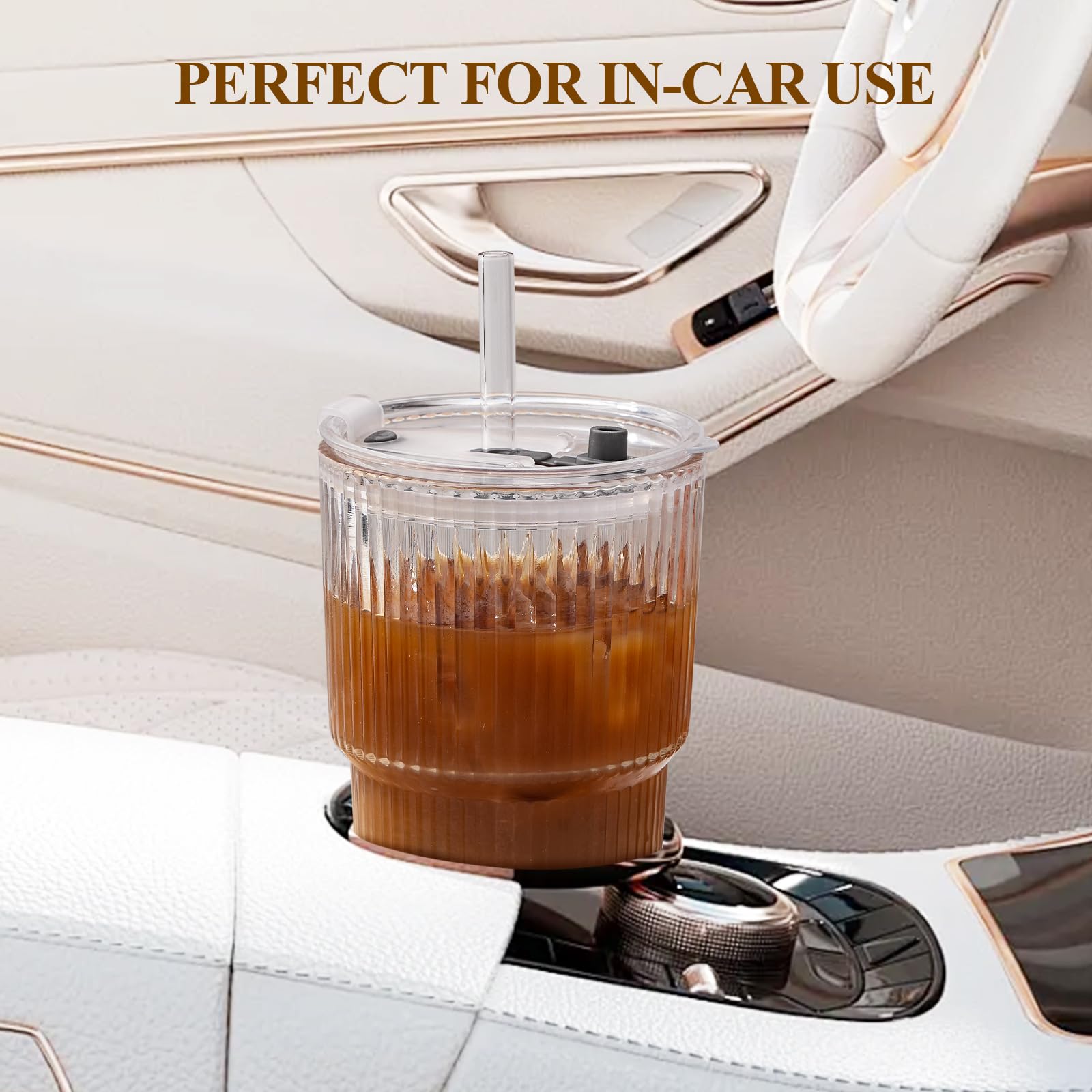 Luxulish tumbler fits car cup holders for travel convenience.