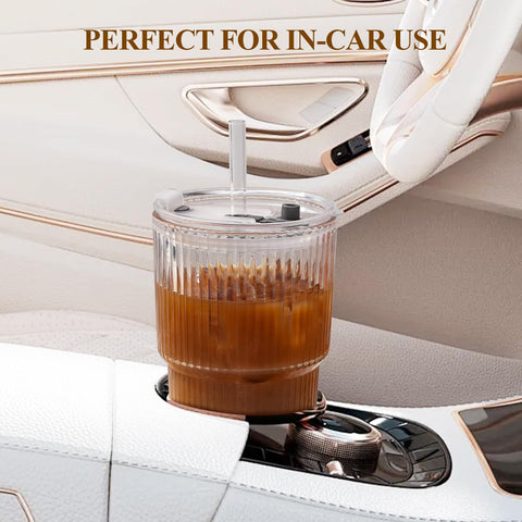 Luxulish tumbler fits car cup holders for travel convenience.