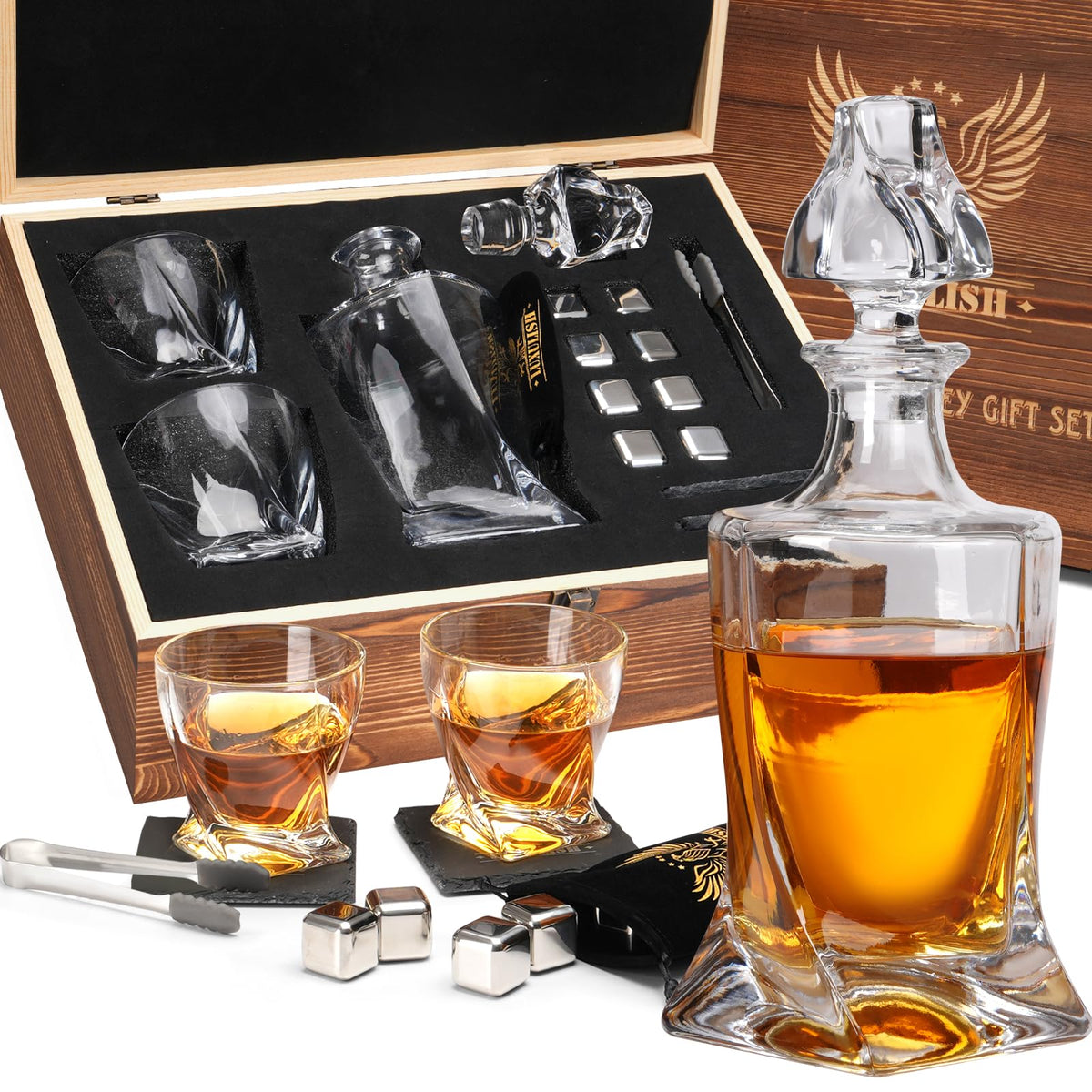 Luxulish whiskey decanter twister for elegant pours and crystal clarity