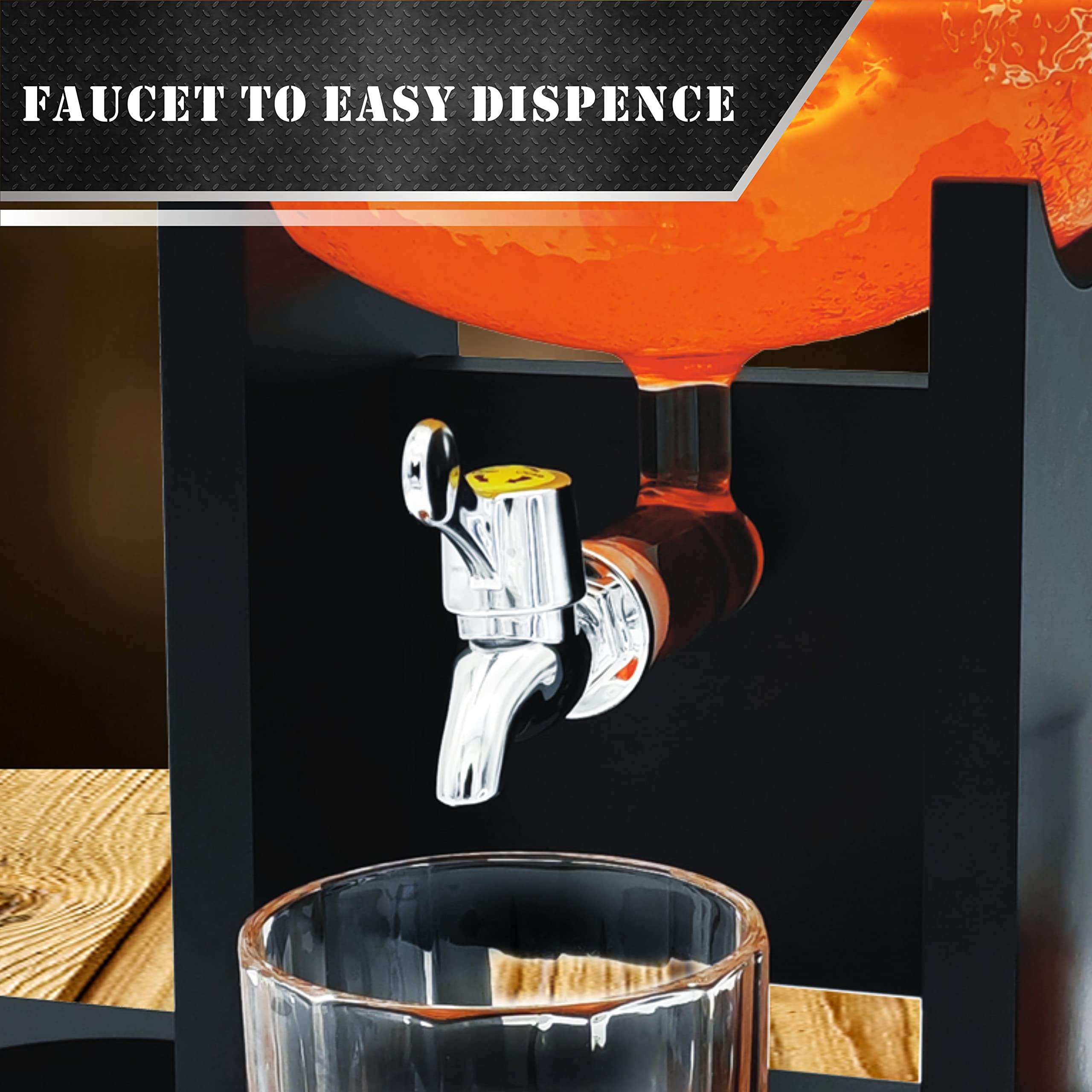 LuxuryBar football chiller with ice balls keeps whiskey cool without dilution.
