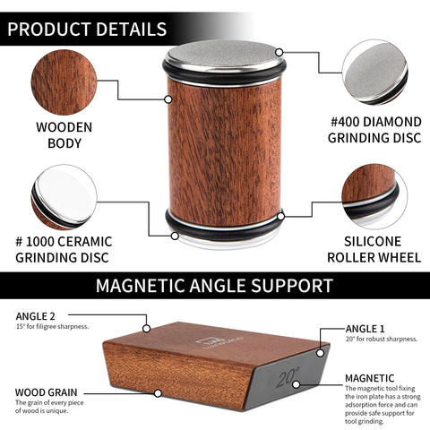 Luxworld magnetic base keeps knives steady during sharpening for clean results