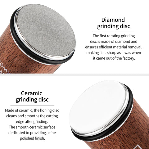 Luxworld rolling sharpener ceramic disc polishing for a smoother daily cut