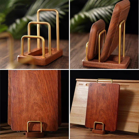 Luxylei two-slot storage fits most cutting boards for easy organization.