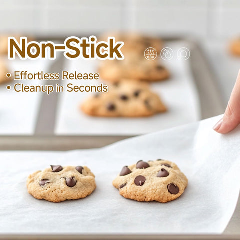 LUYROOES half-sheet liner flat no curl ensures crisp edges during baking.