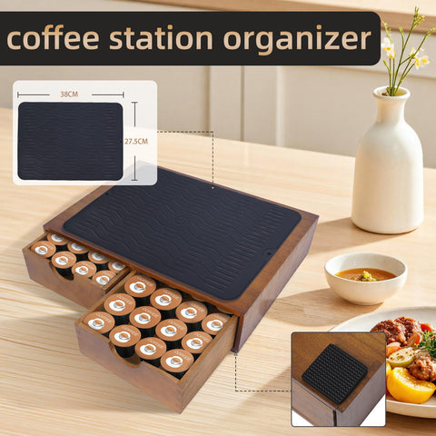 Lveesto coffee organizer features non-slip rubber feet for stable placement.