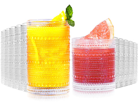 Lvtrupc Vintage Hobnail 14oz glass close-up highlighting texture for stylish beverages.