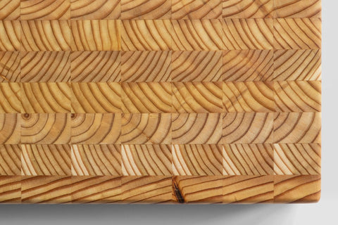 LW Handmade Larch Wood Canada end grain medium cutting board wood color variations add character