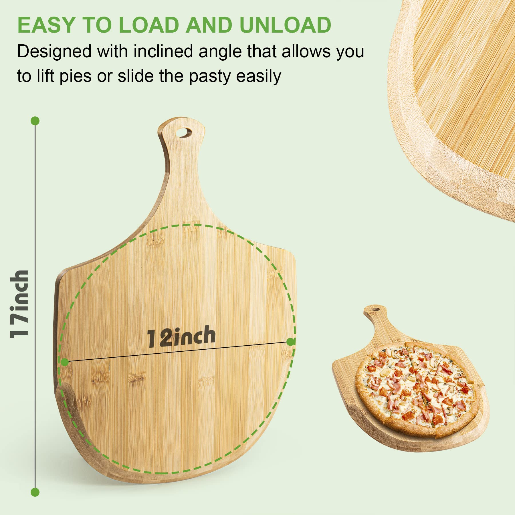 LX LERMX pizza peel with ergonomic handle for comfortable grip.