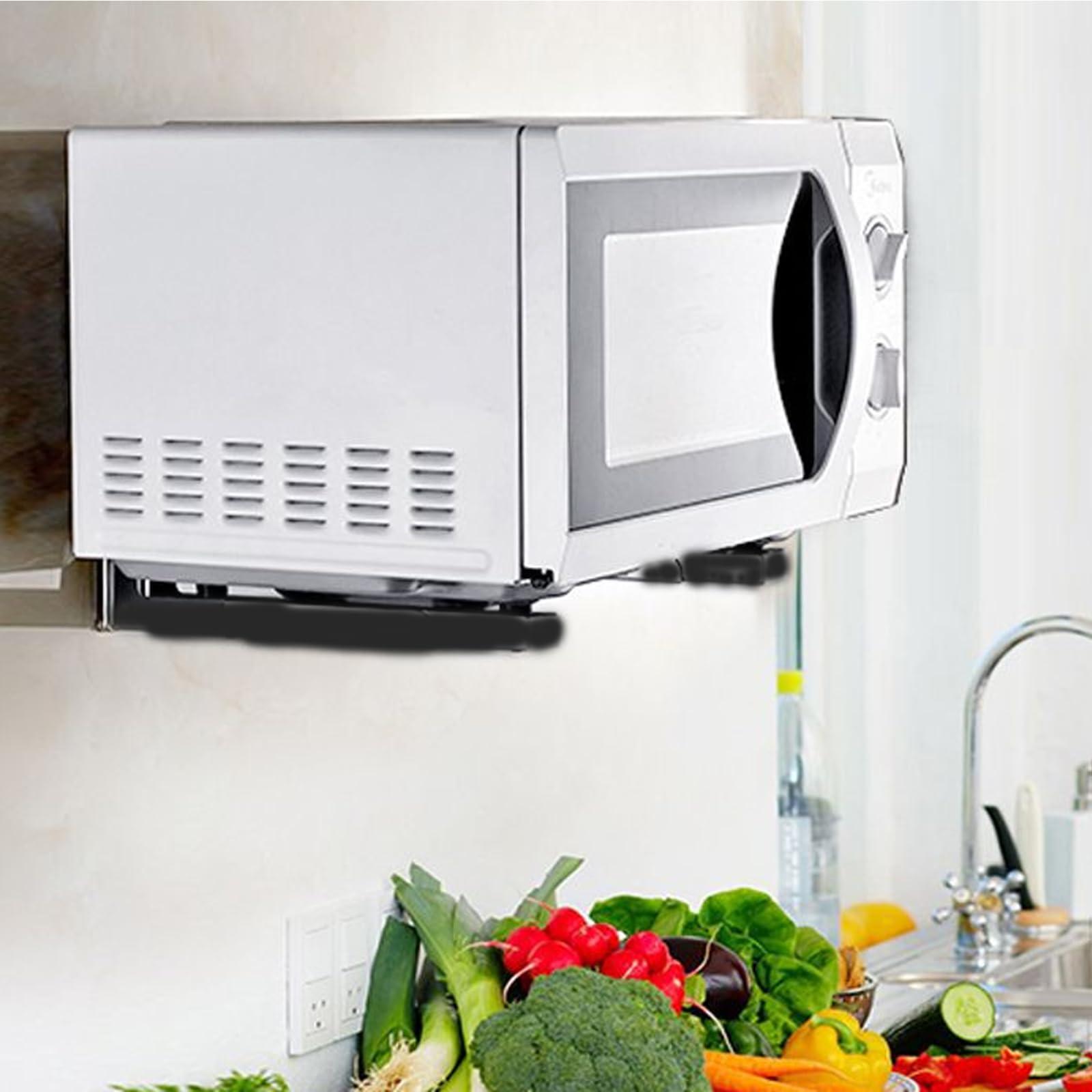 LXFNDZW heavy-duty steel mount provides sturdy, long-lasting kitchen storage.