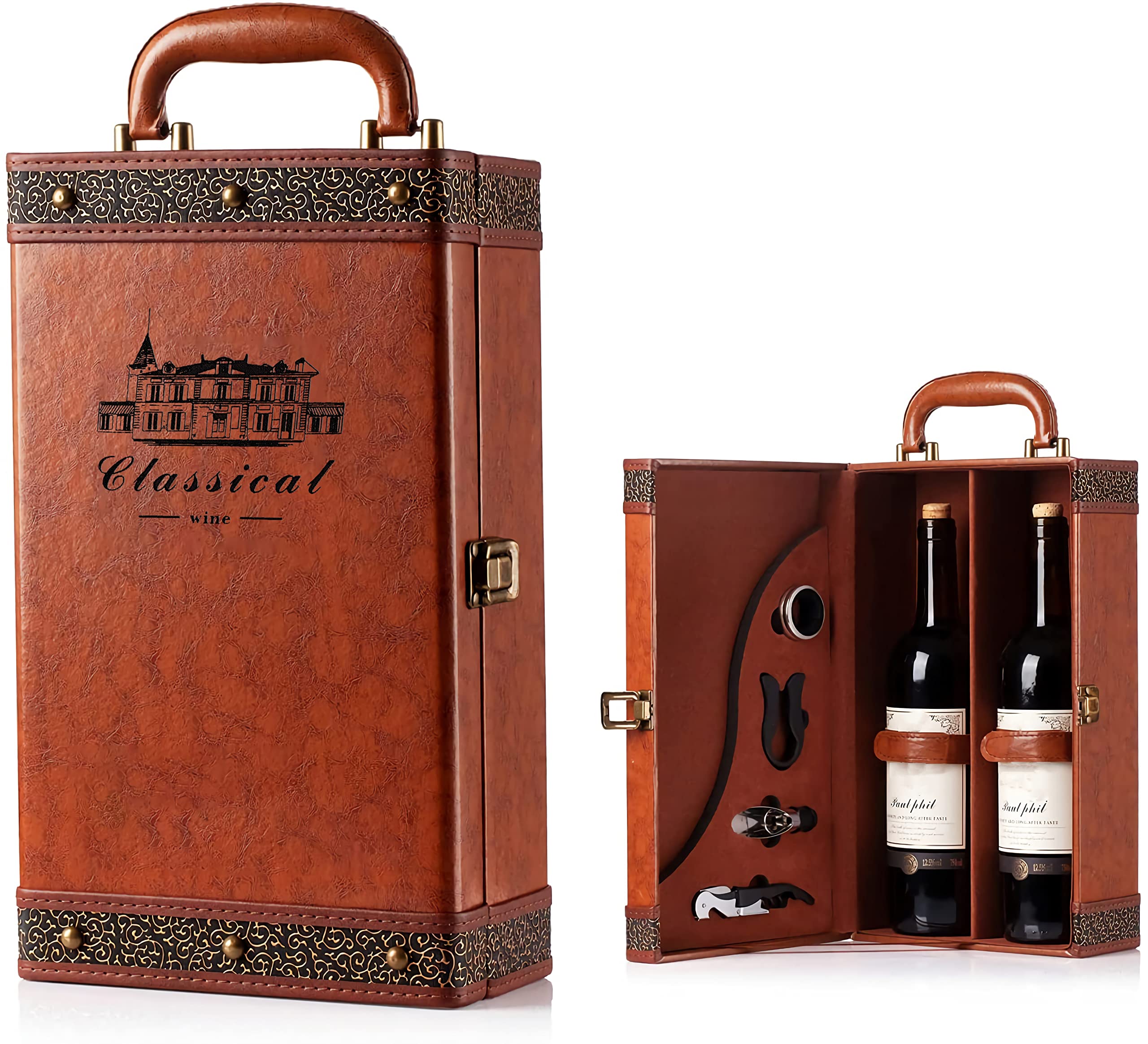 lxllnqh 2-bottle wine gift box exterior shows portable luxury for gifting