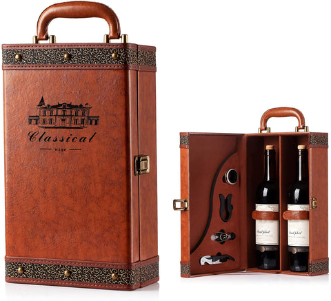 lxllnqh 2-bottle wine gift box exterior shows portable luxury for gifting