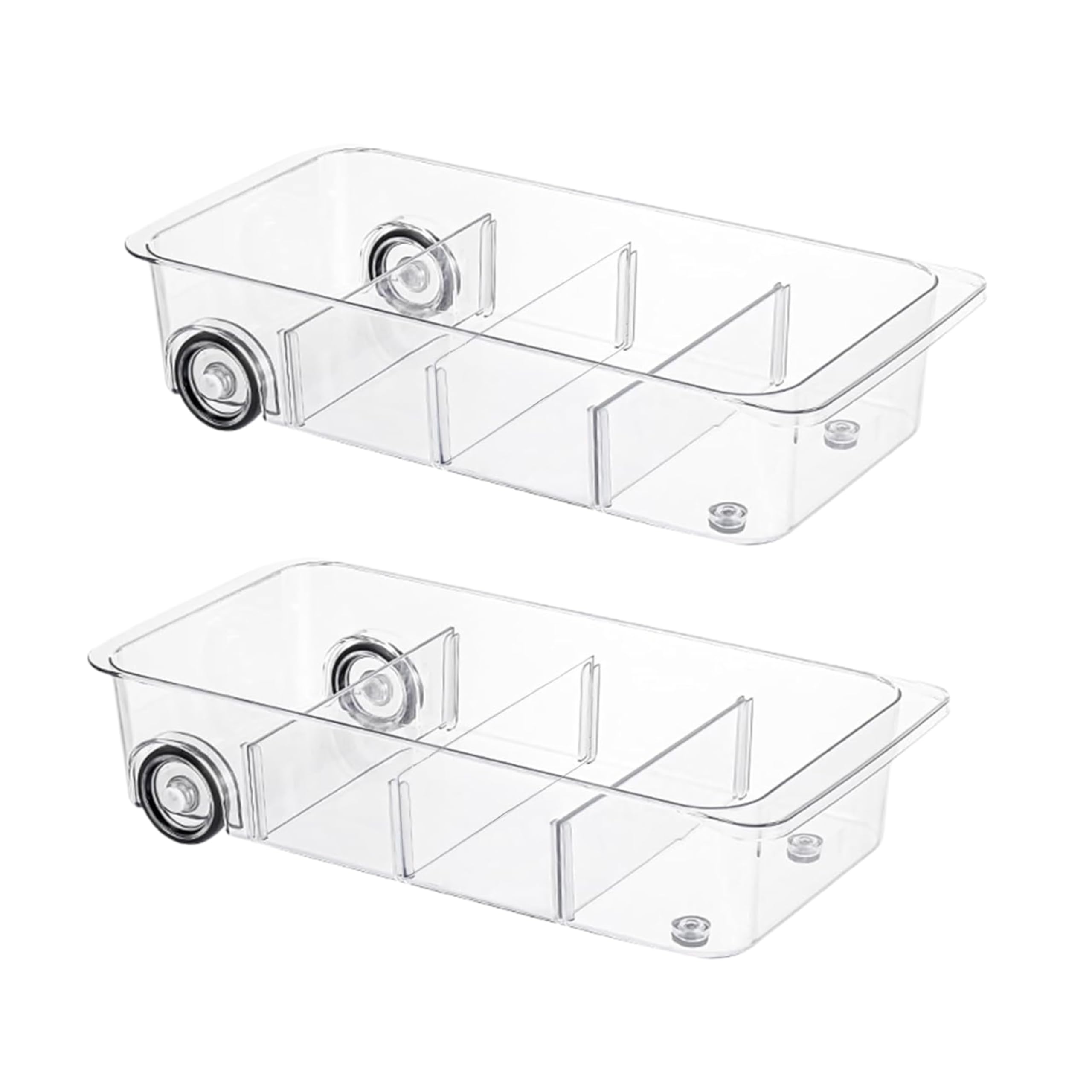 LXLXXL fridge organizer bins on wheels for easy access.
