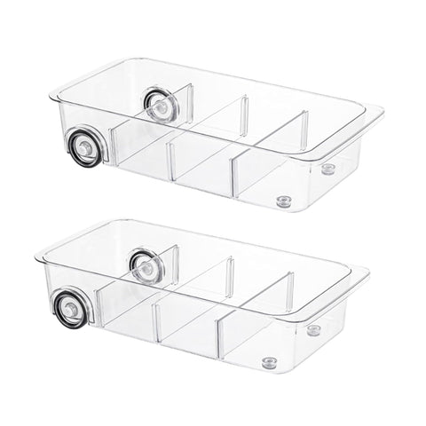 LXLXXL fridge organizer bins on wheels for easy access.