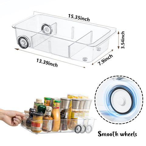 LXLXXL rolling fridge bin with dividers for customized compartments.