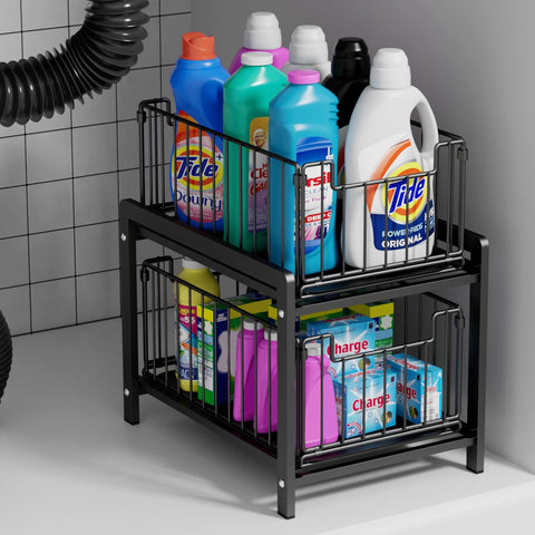 Lxmons 2-tier sliding basket drawer for under-sink organization and easy access