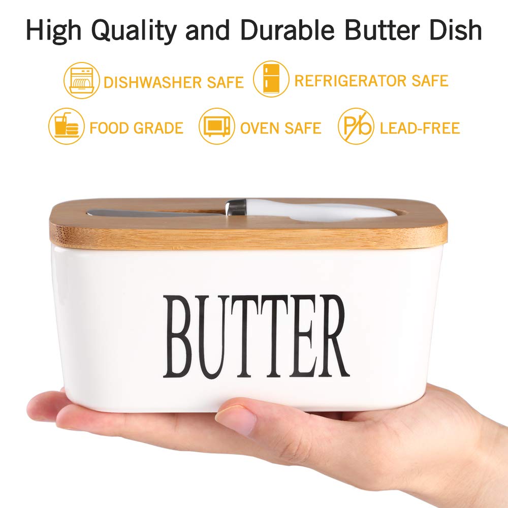 Lxmons bamboo lid with sealing ring keeps butter fresh and odor-free