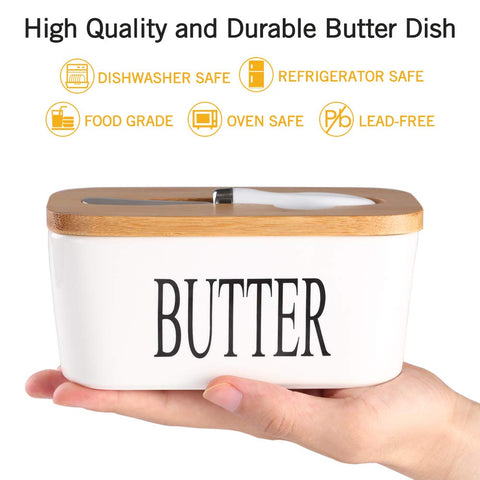 Lxmons bamboo lid with sealing ring keeps butter fresh and odor-free