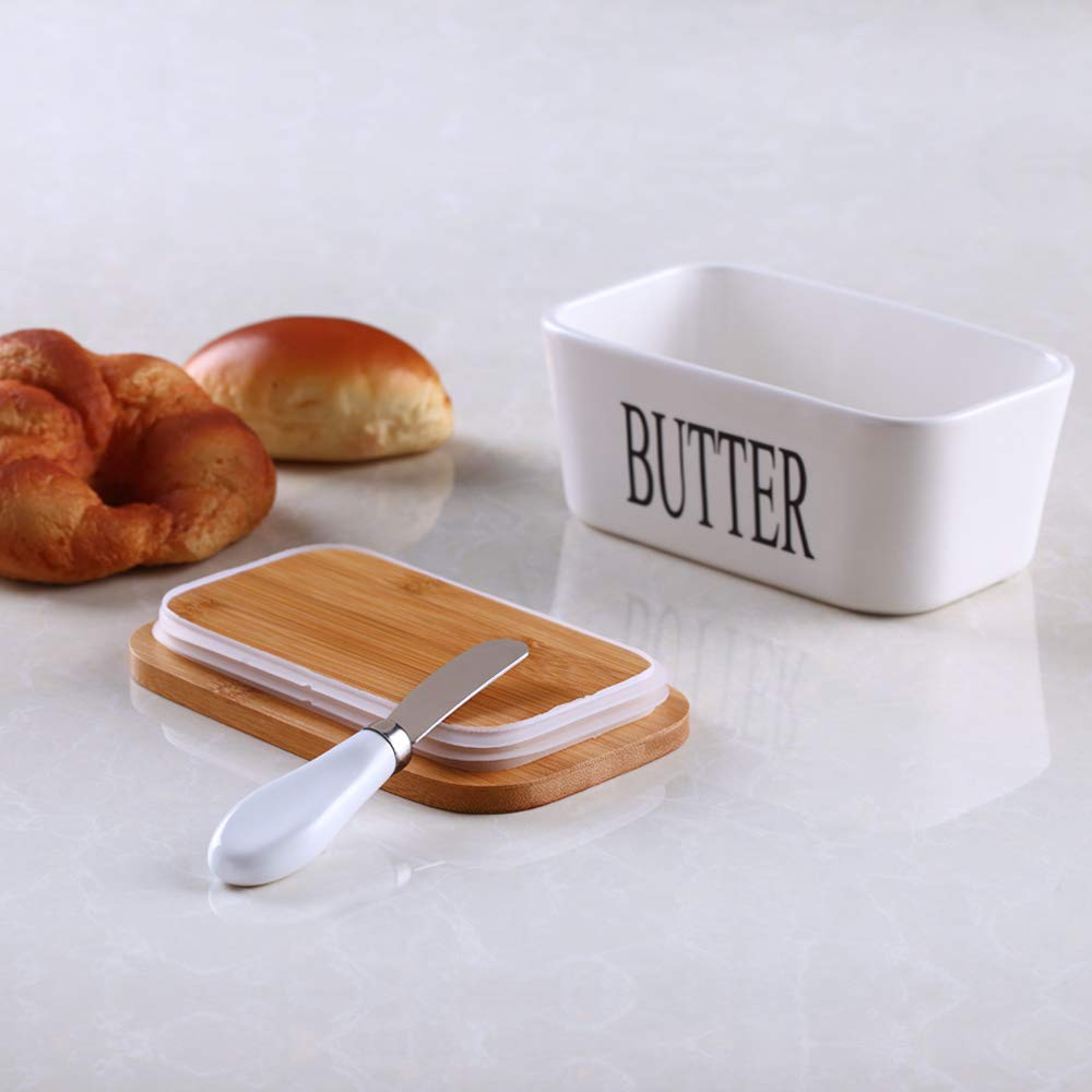 Lxmons farmhouse style butter dish enhances kitchen decor and practicality