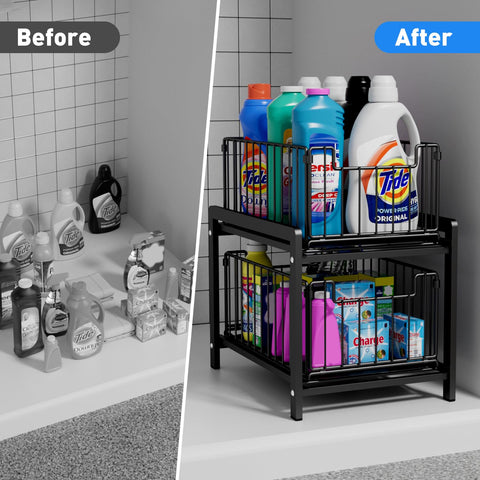 Lxmons large-capacity basket fits cleaning supplies and essentials