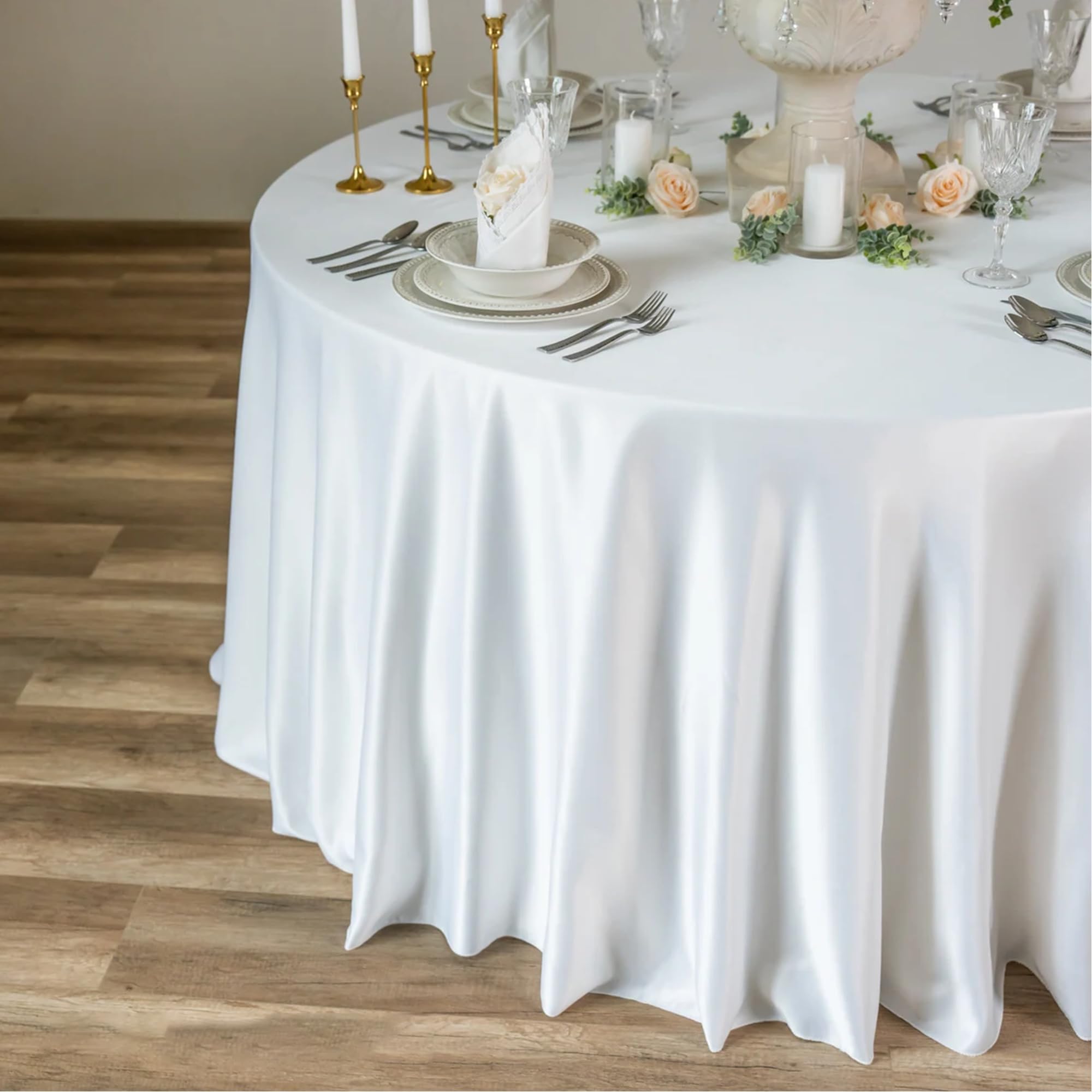 Lxztayuk white round tablecloth close-up fabric detail showing weave
