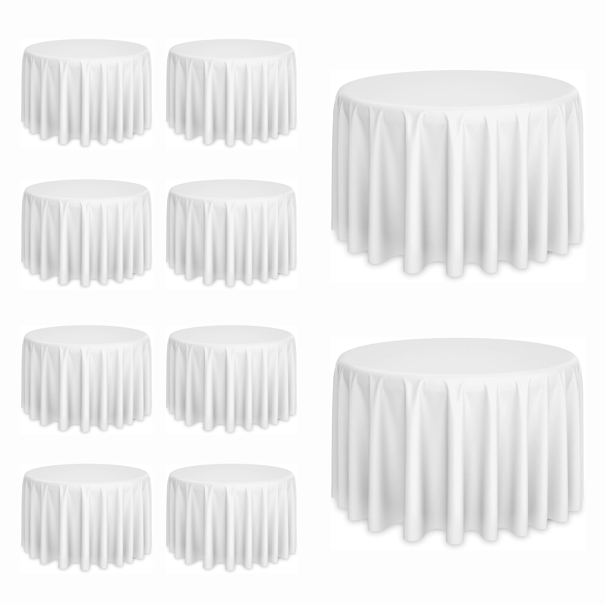 Lxztayuk 120-inch round white tablecloth flat on table for elegant dining