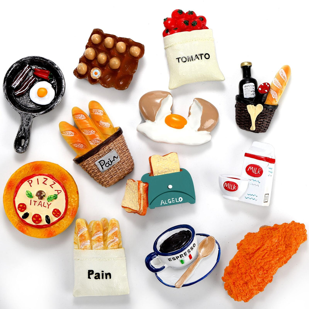 Lyellfe 12-pack fridge magnets 3D food 1 bright colors hold notes