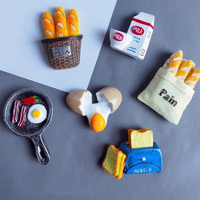 Lyellfe 12-pack fridge magnets 3D food characters decorate boards and cabinets while securing cards