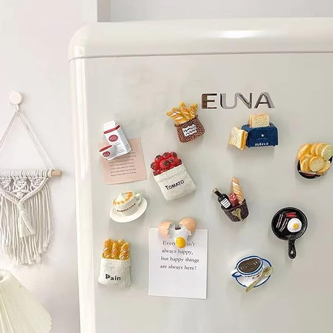 Lyellfe 12-pack fridge magnets 3D food mix helps display artwork and messages