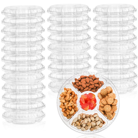 Lyellfe 30-pack appetizer tray with lid, five compartments, ideal for party sampling.
