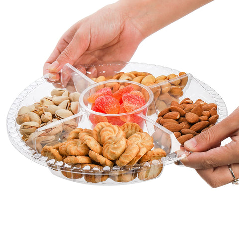 Lyellfe 9.5-inch plastic container for salad, nuts, olives, and snacks.