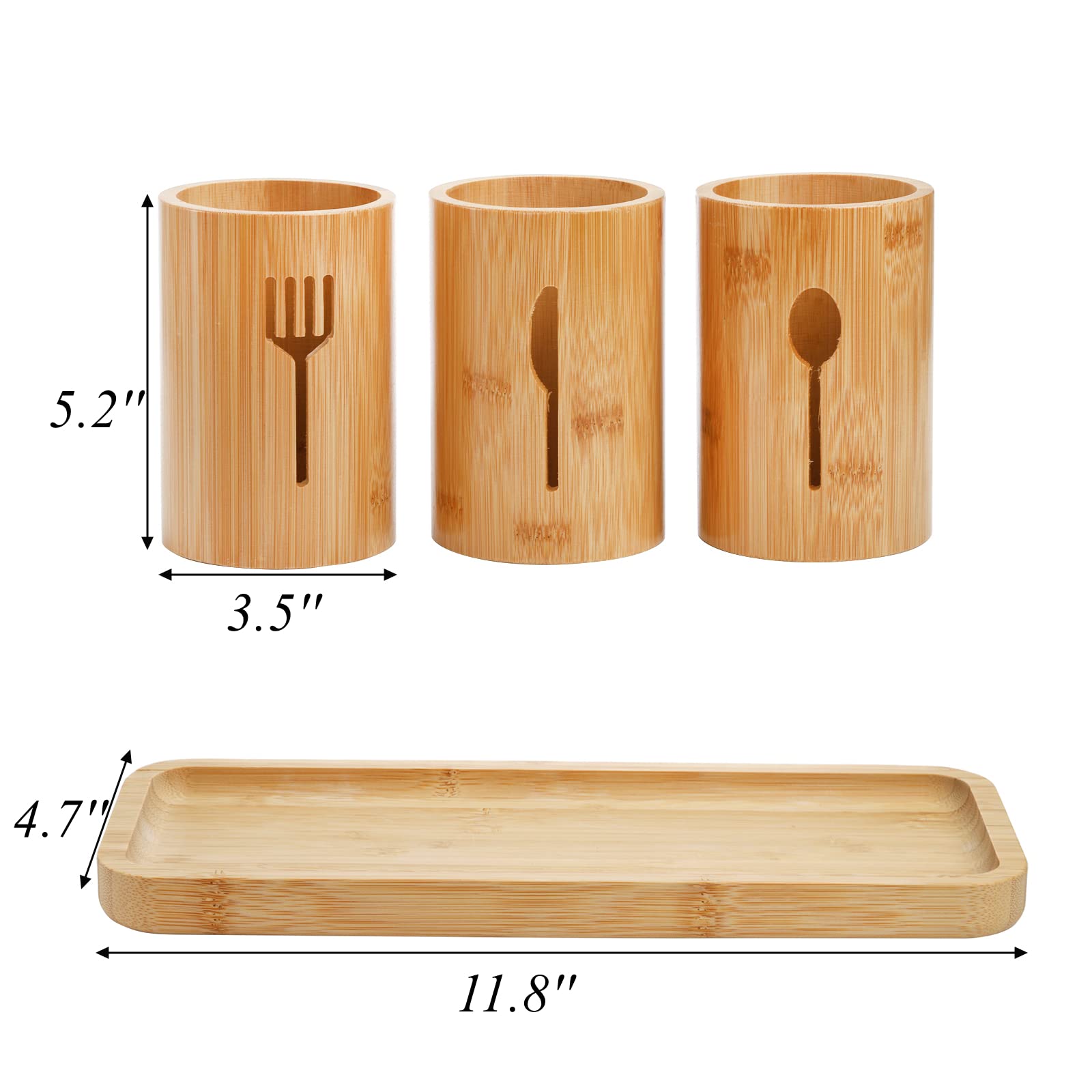 Lyellfe bamboo utensil organizer tray showing drainage holes for air drying.
