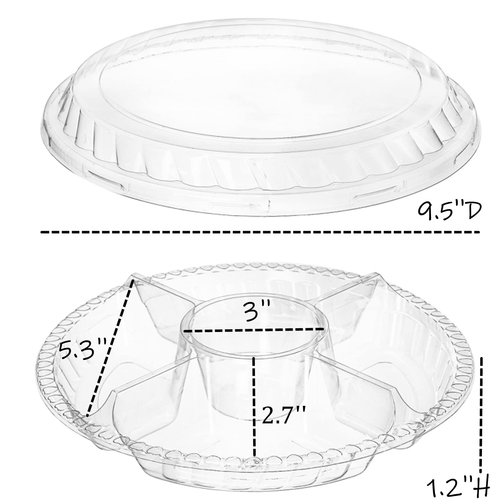 Lyellfe disposable veggie fruit tray with clear lid for organized portioning.