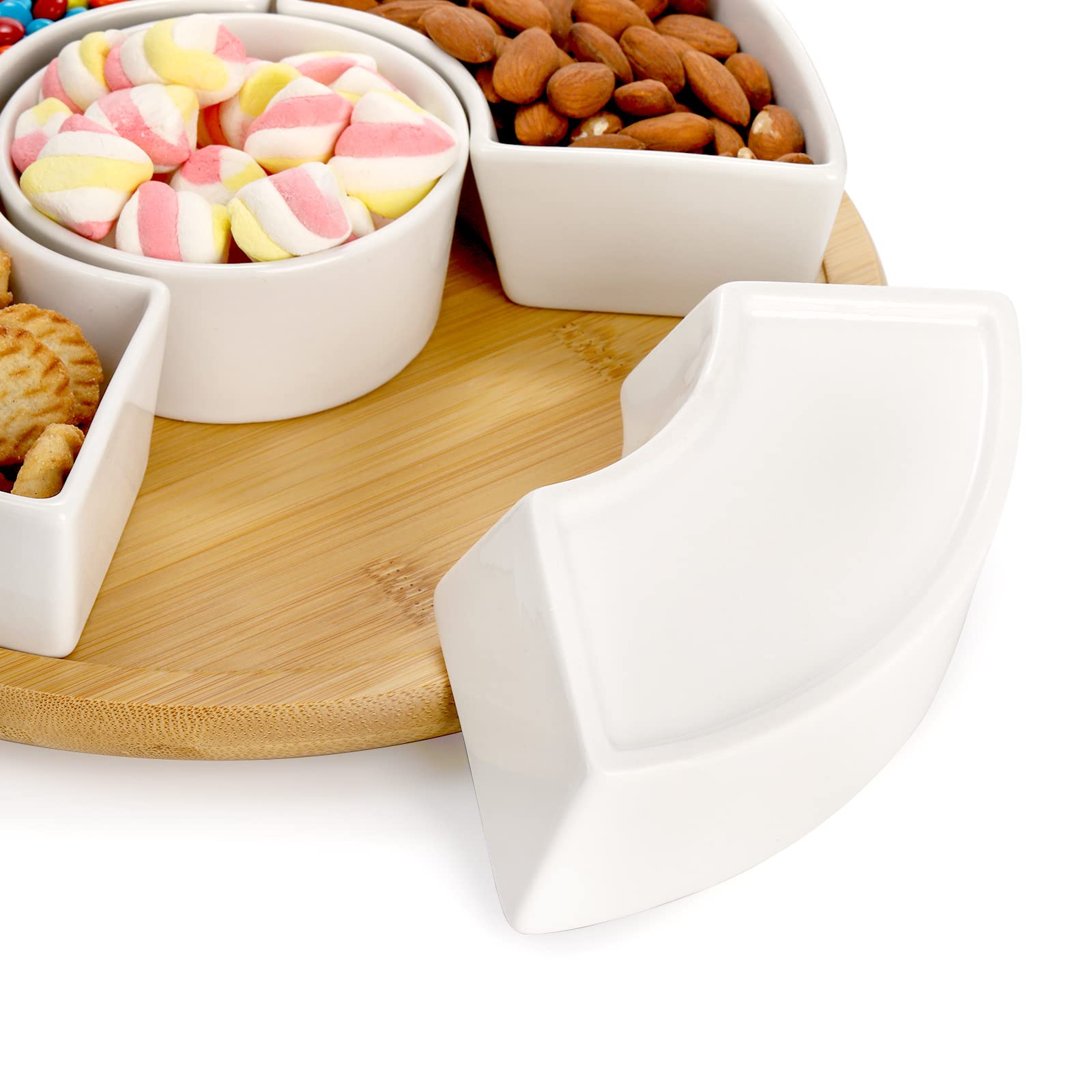 Lyellfe divided serving dish is dishwasher-safe for easy cleanup.