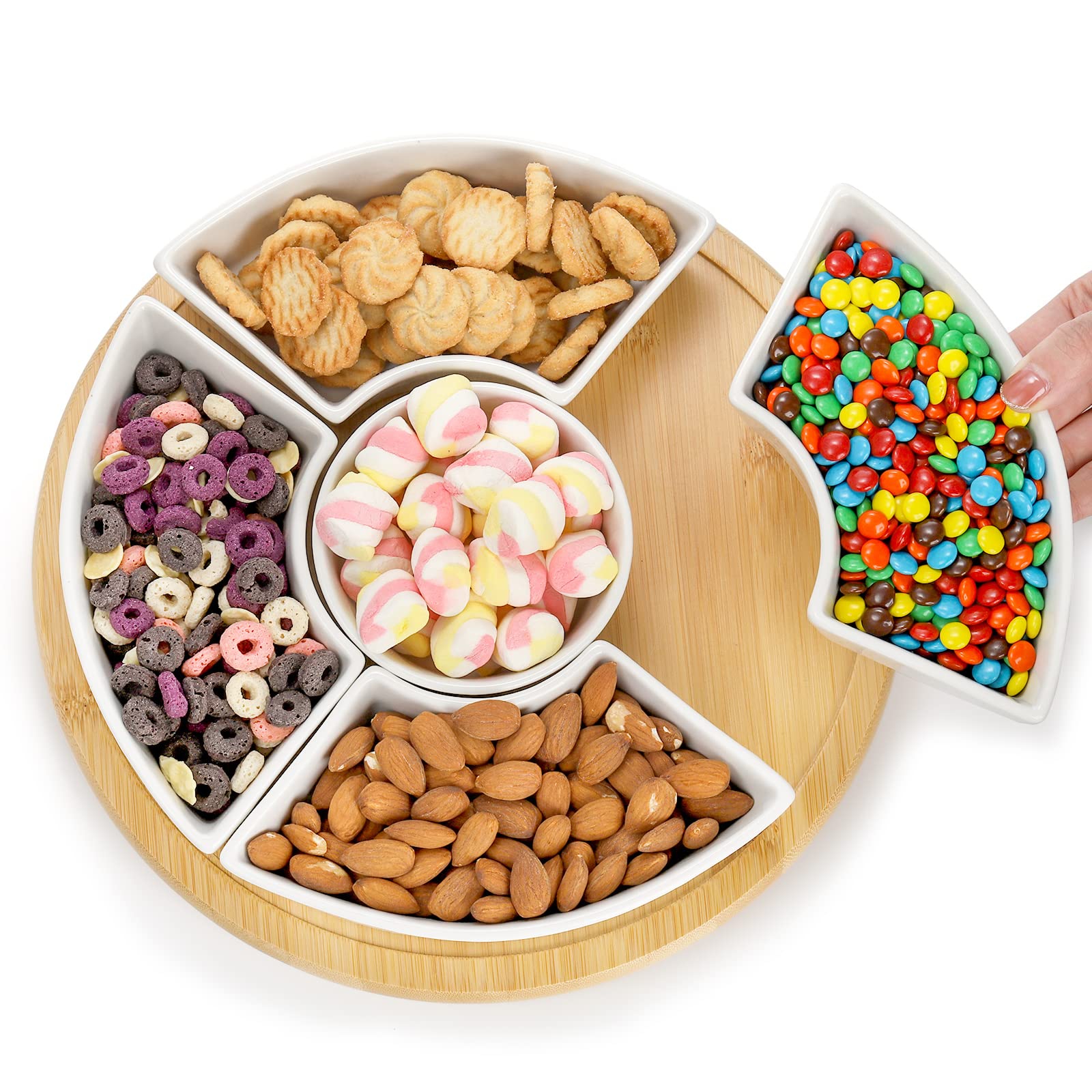 Lyellfe display highlights fruit, nuts, and candy with a polished finish.