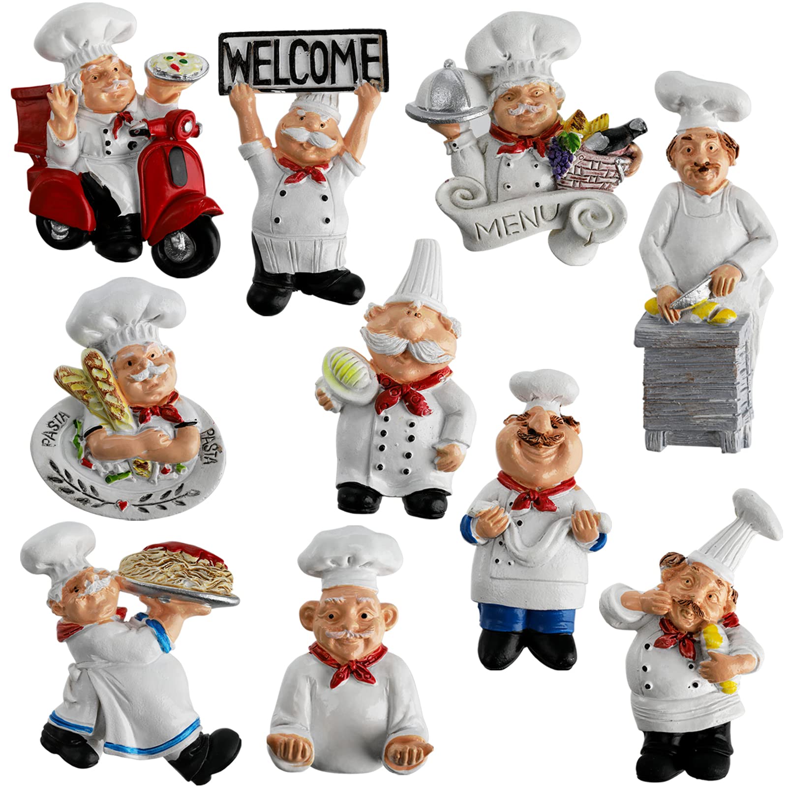 Lyellfe Italian chef magnet on fridge holding a note