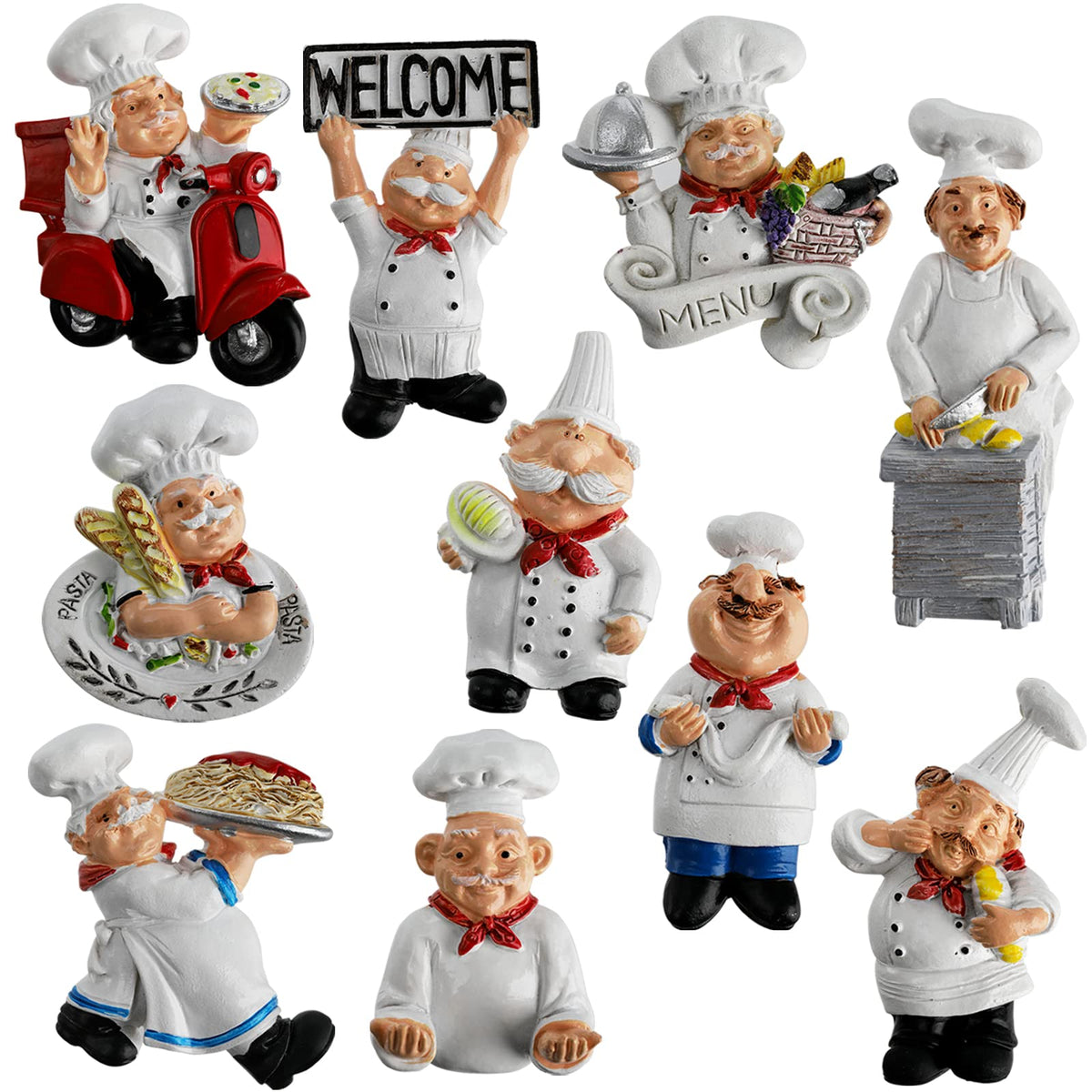 Lyellfe Italian chef magnet on fridge holding a note