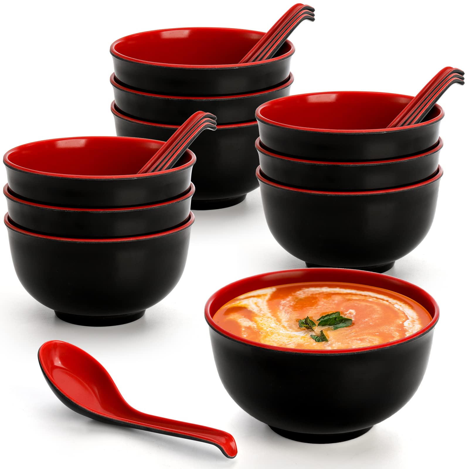 Lyellfe miso soup bowl with spoon, 10-pack for family meals.