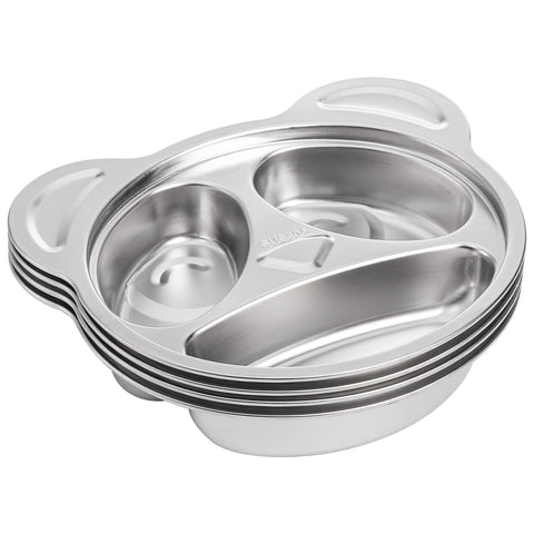 Lyellfe panda divided plate close-up with three compartments