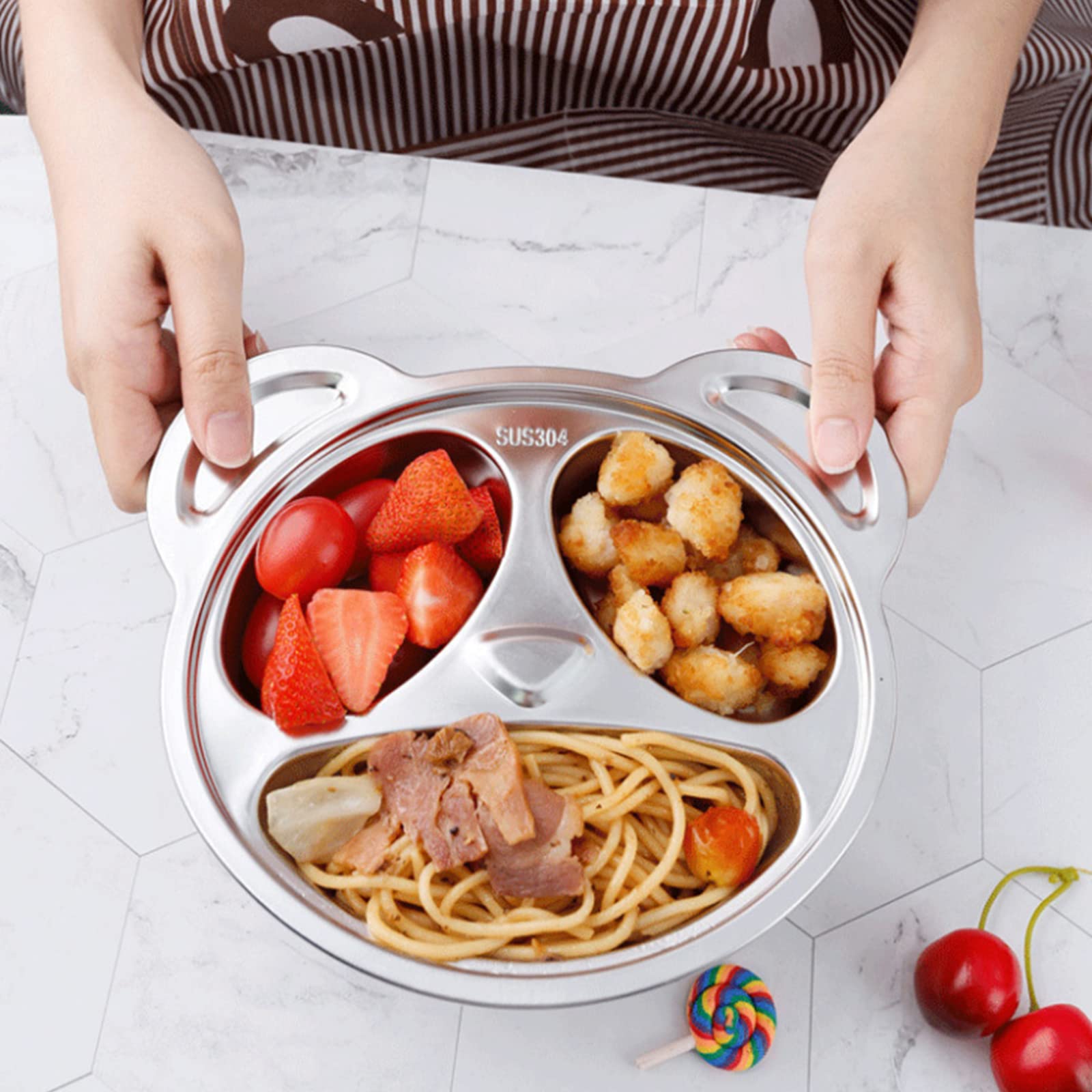 Lyellfe panda divided plate easy to clean in dishwasher