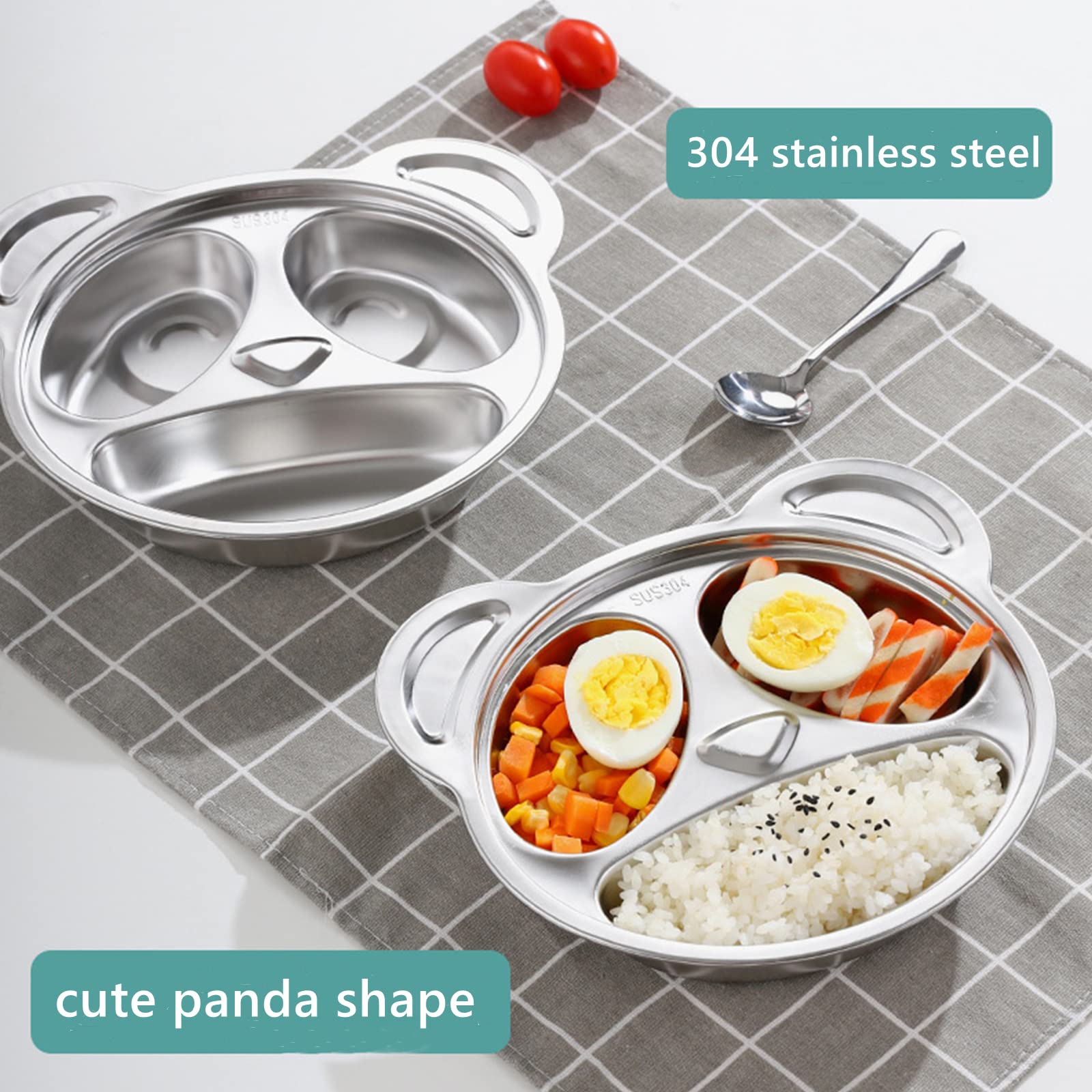 Lyellfe panda divided plate BPA-free stainless steel for safe meals