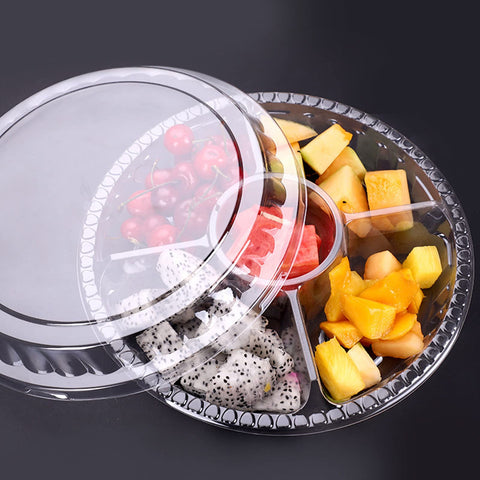 Lyellfe clear divided tray supports versatile storage of fruits, veggies, and small treats.