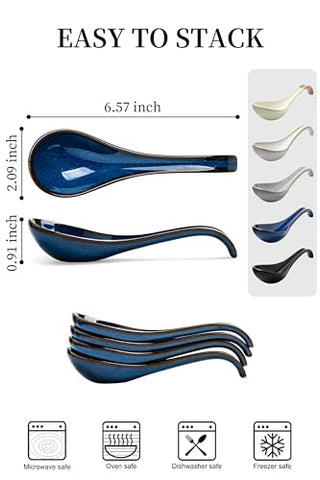 LYEOBOH deep ceramic spoon long-handled for easy reaching bowls.