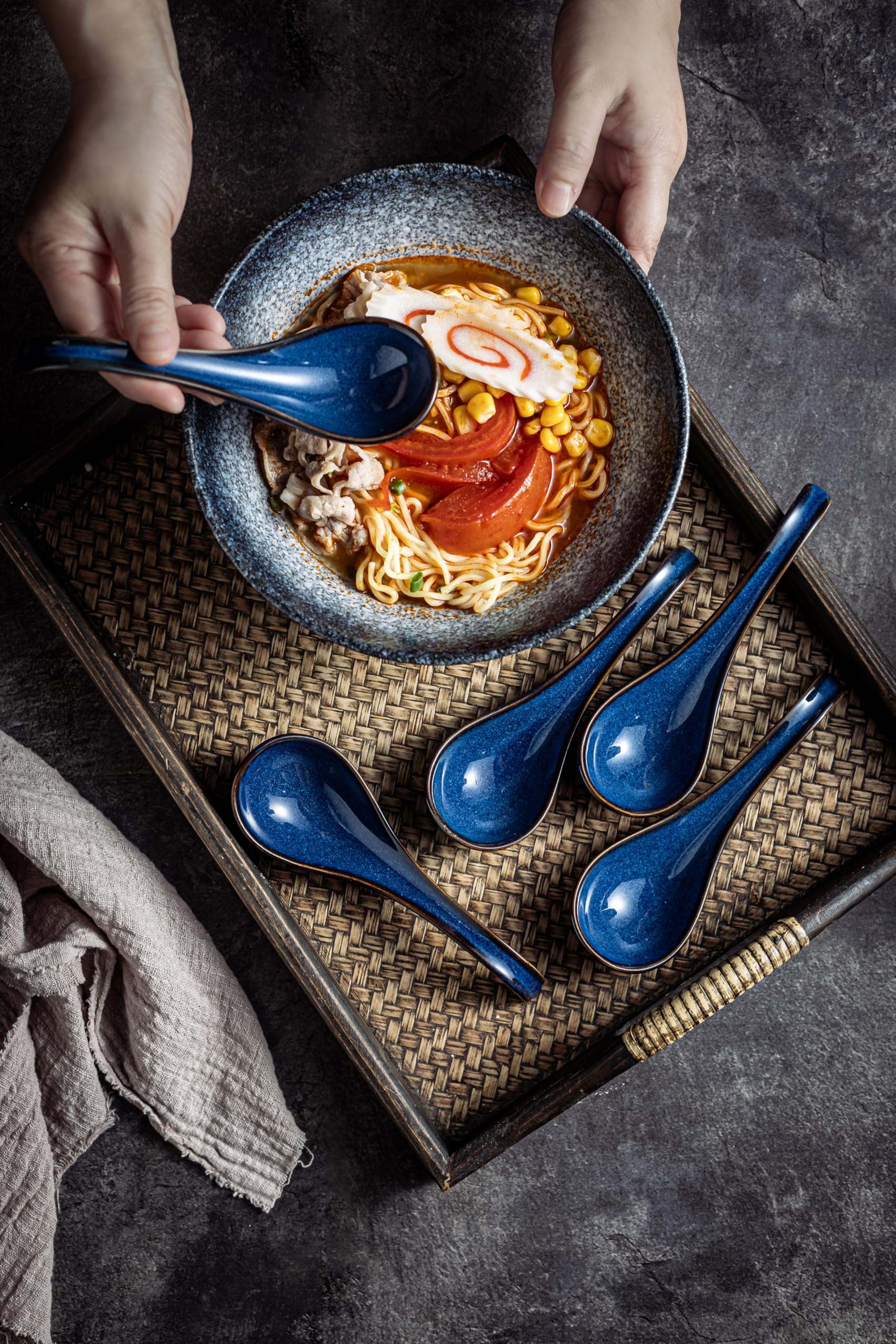 LYEOBOH ramen noodle spoon in ceramic for comforting bowls.
