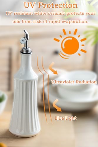 LYEOBOH ceramic dispenser opaque body blocks light to preserve oil.