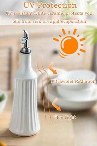 LYEOBOH ceramic dispenser opaque body blocks light to preserve oil.