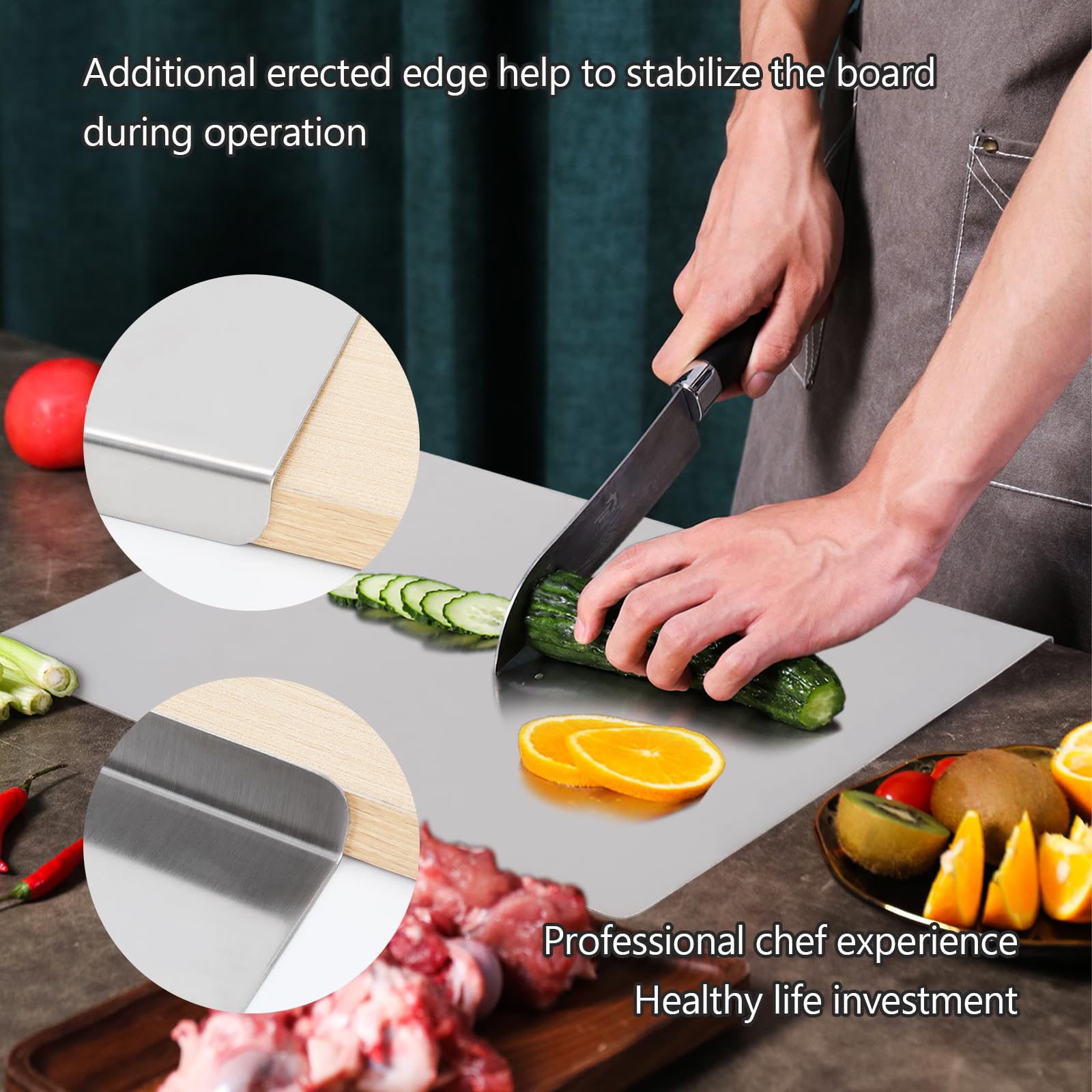 LYHLYA board supporting vegetables prep with non-porous surface.