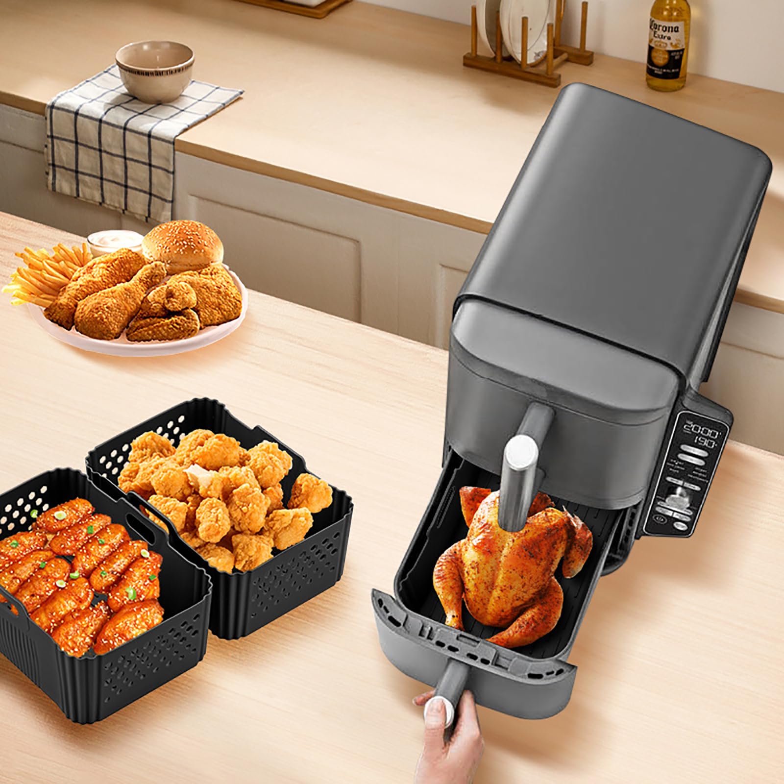 LYHOLKEER reusable, dishwasher-safe liner simplifies post-cook cleanup