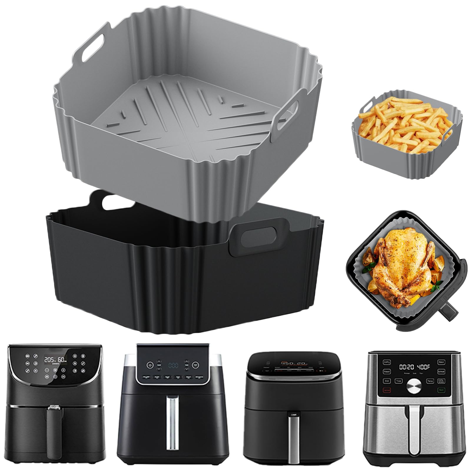 LYHOLKEER silicone air fryer liner for Ninja AF141 reduces mess and keeps baskets clean.
