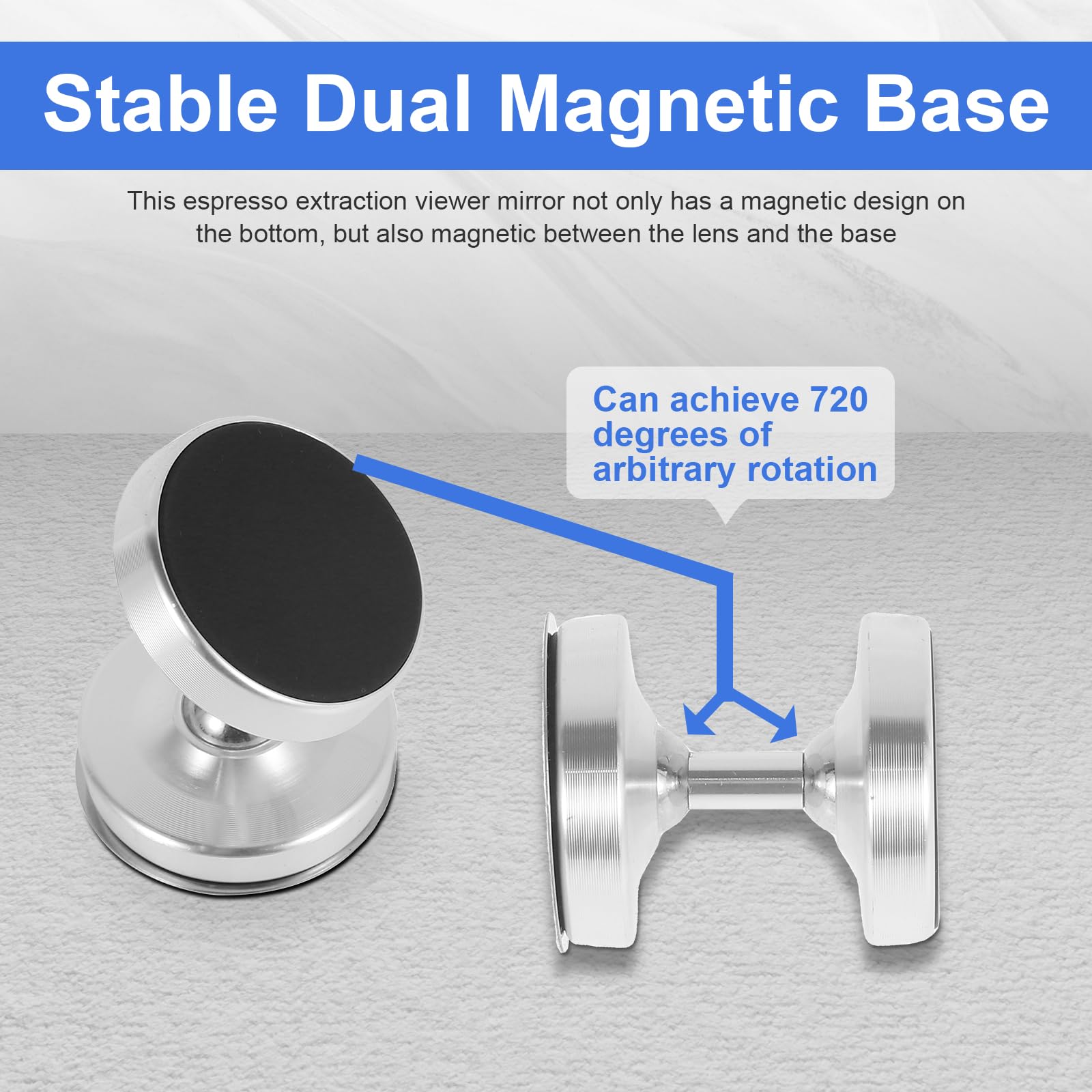 Front view of LYIYEYAN espresso shot mirror for angle adjustment.